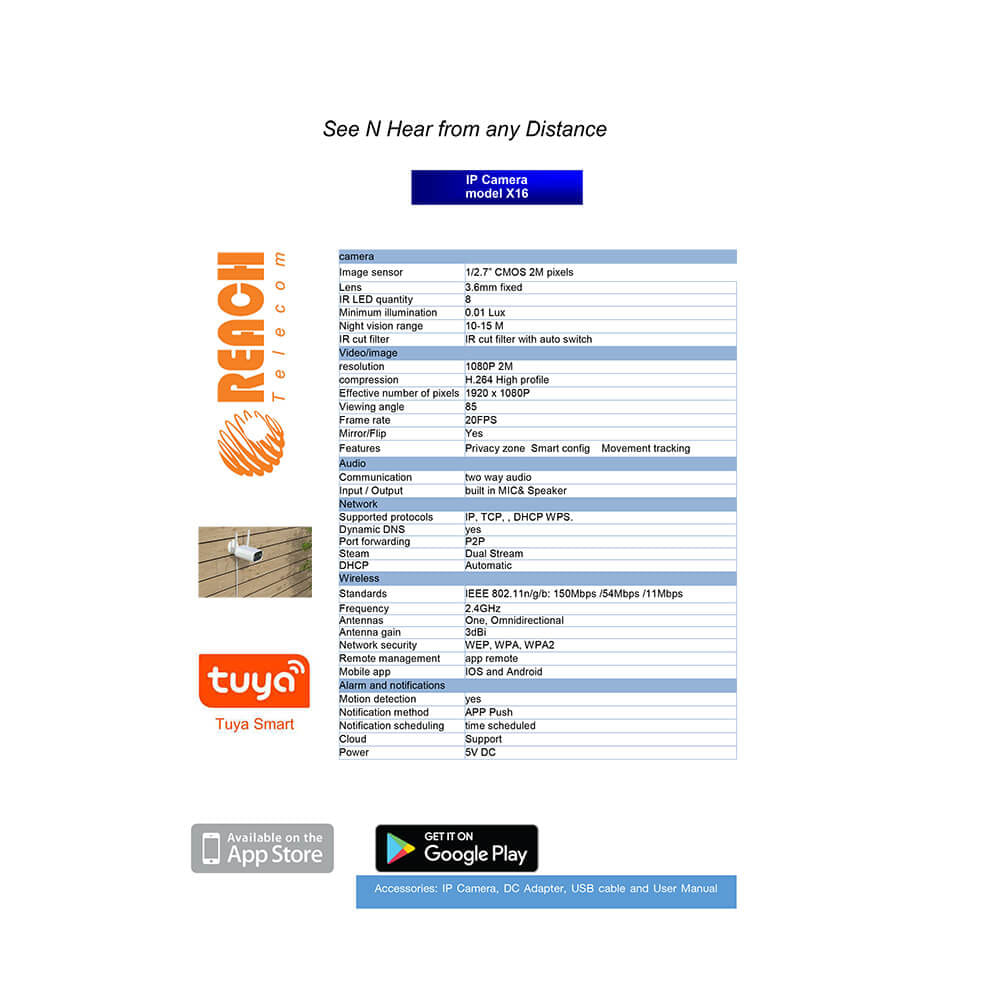 กล้องวรจรปิด  REACH รุ่น X16  แบบ WIFI ภายนอก_7